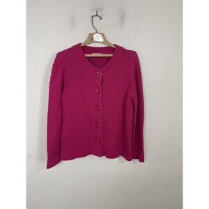 Christopher & Banks Womens Cardigan XL Pink Chunky Knit Twee Valentines Day
